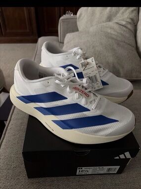 adidas Adizero White and Blue Men's Athletic Running Shoes